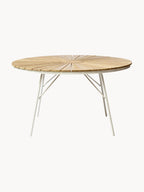 Table de jardin ronde en teck Hard & Ellen, tailles variées, Ø 130 x haut. 73 cm