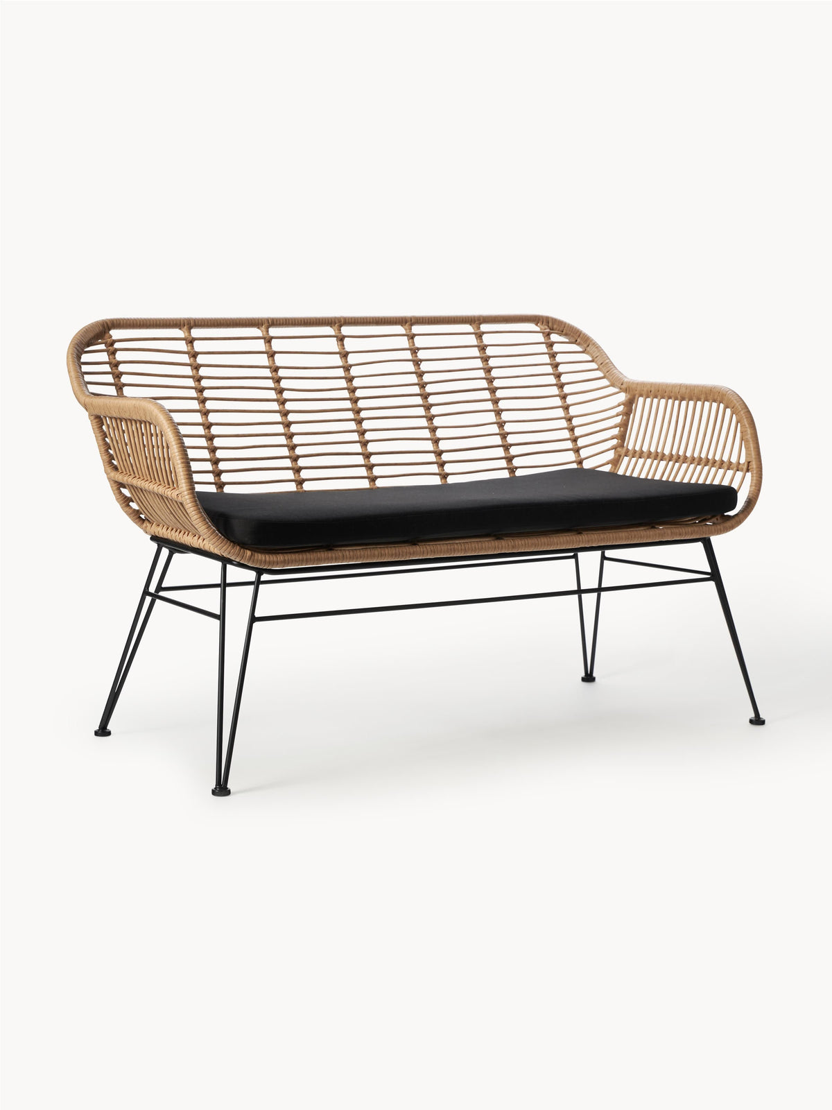Banquette en polyrotin Costa, larg. 126 x prof. 68 cm