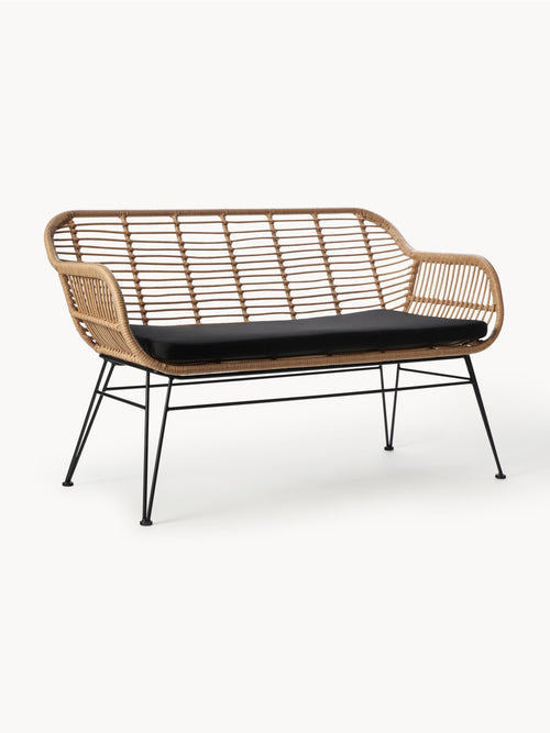 Banquette en polyrotin Costa, larg. 126 x prof. 68 cm