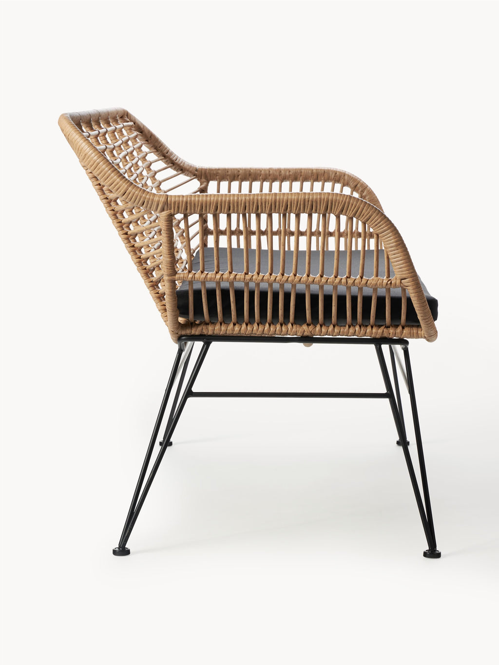 Banquette en polyrotin Costa, larg. 126 x prof. 68 cm