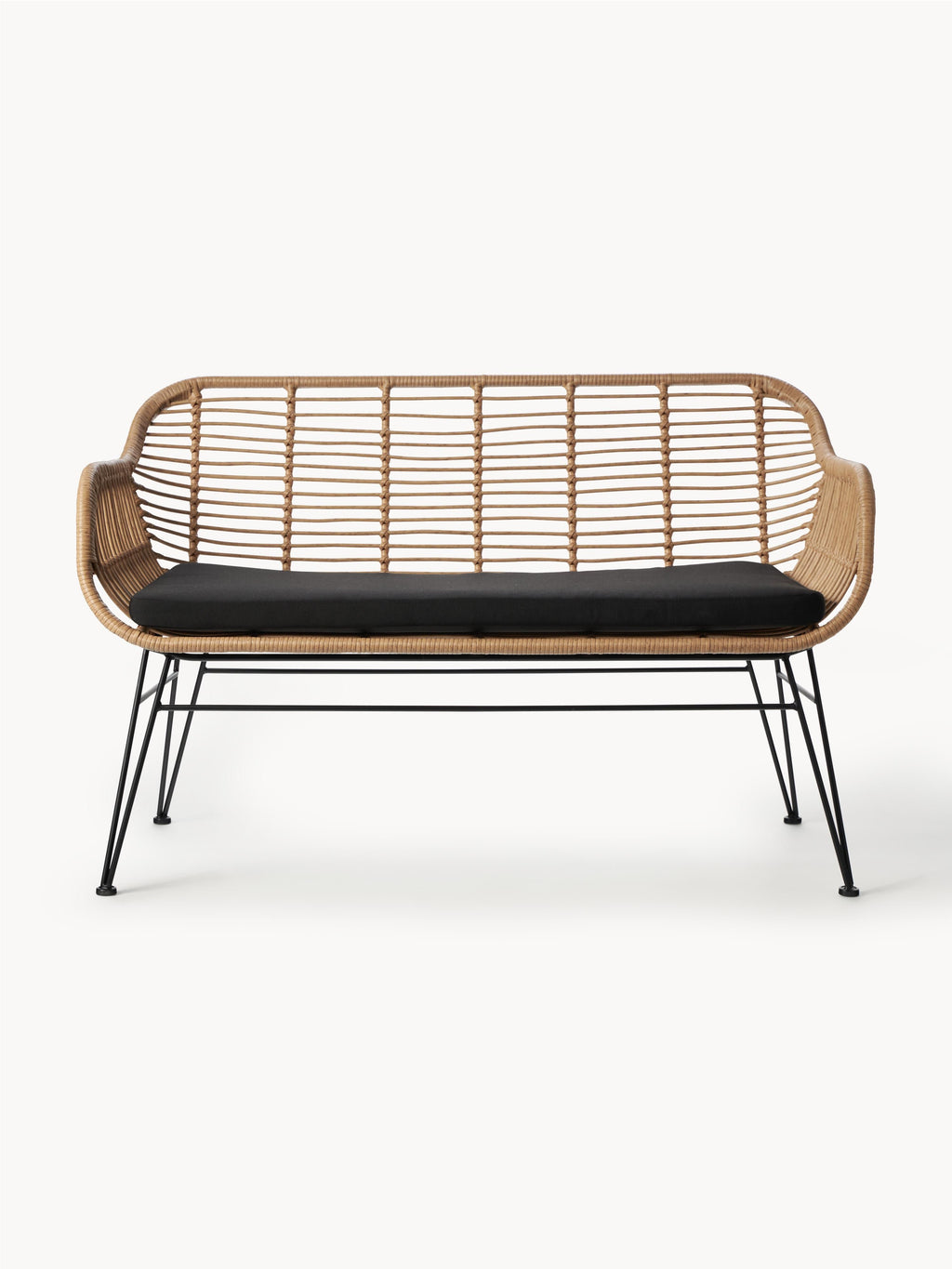 Banquette en polyrotin Costa, larg. 126 x prof. 68 cm