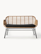 Banquette en polyrotin Costa, larg. 126 x prof. 68 cm