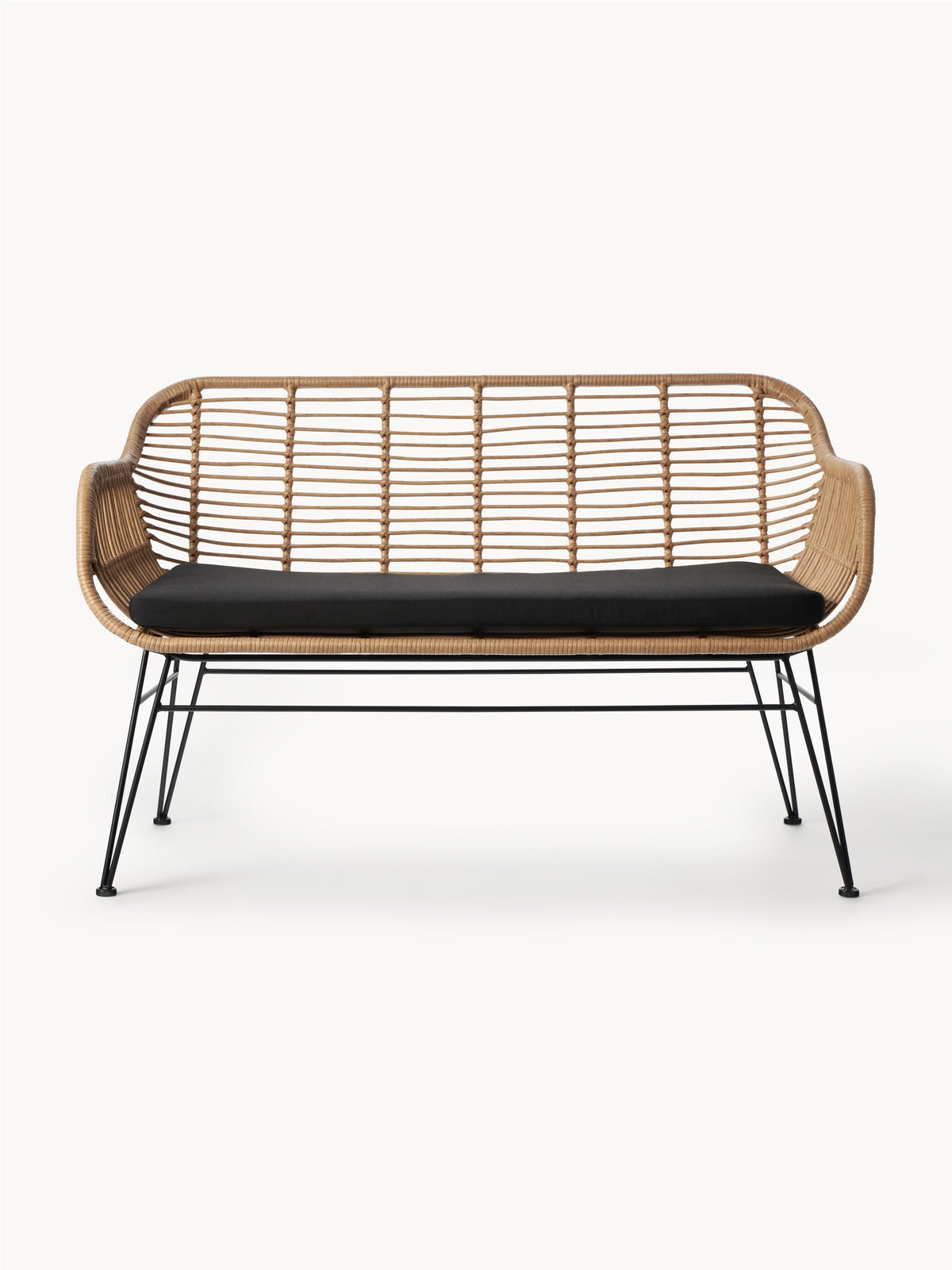 Banquette en polyrotin Costa, larg. 126 x prof. 68 cm