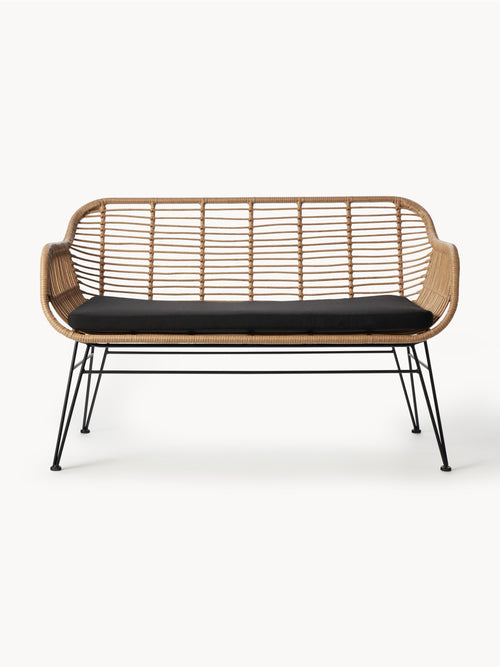 Banquette en polyrotin Costa, larg. 126 x prof. 68 cm
