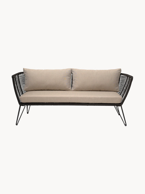 Canapé de jardin 2 places en plastique tressé Mundo, larg. 175 x prof. 74 cm