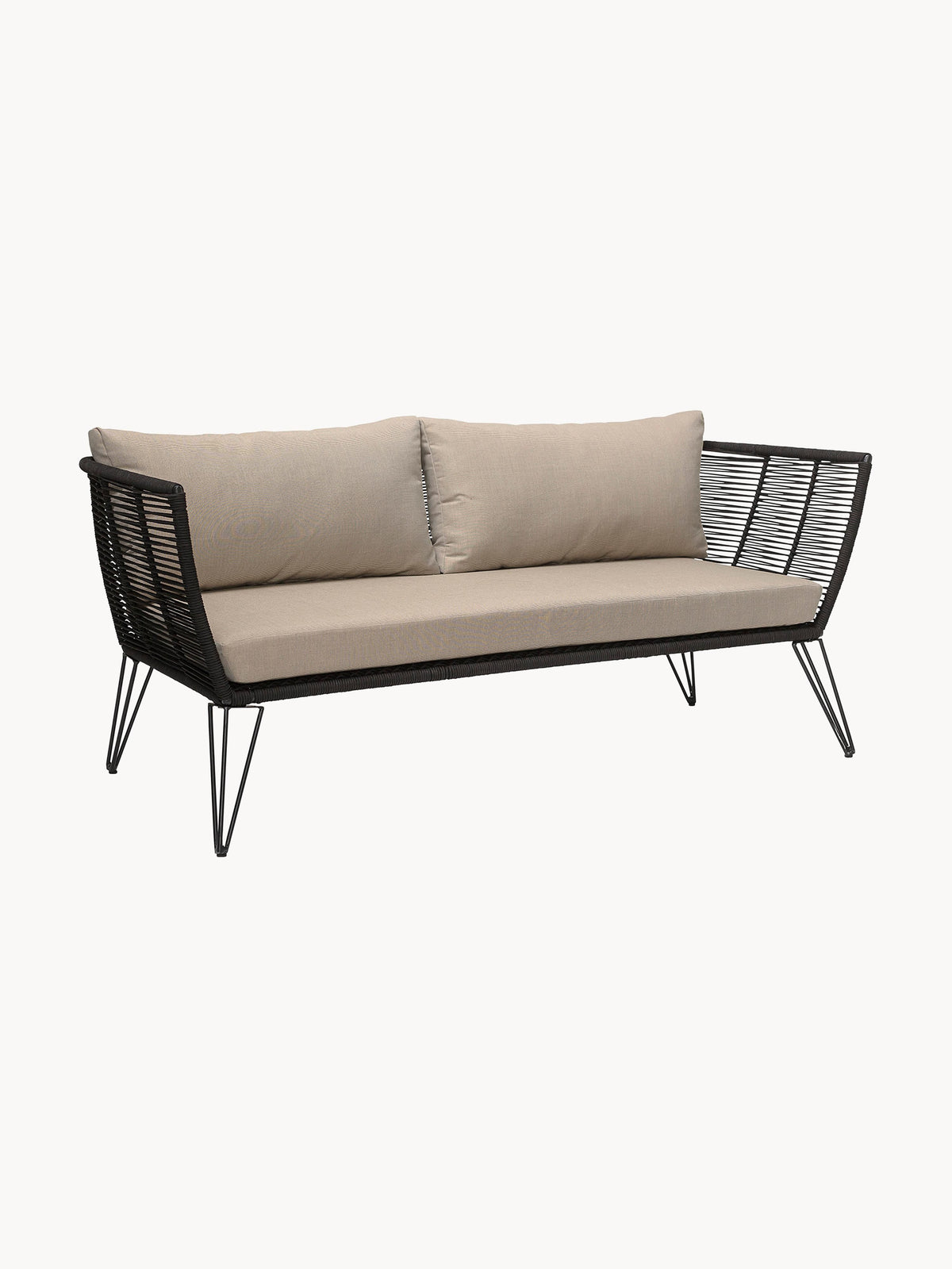 Canapé de jardin 2 places en plastique tressé Mundo, larg. 175 x prof. 74 cm