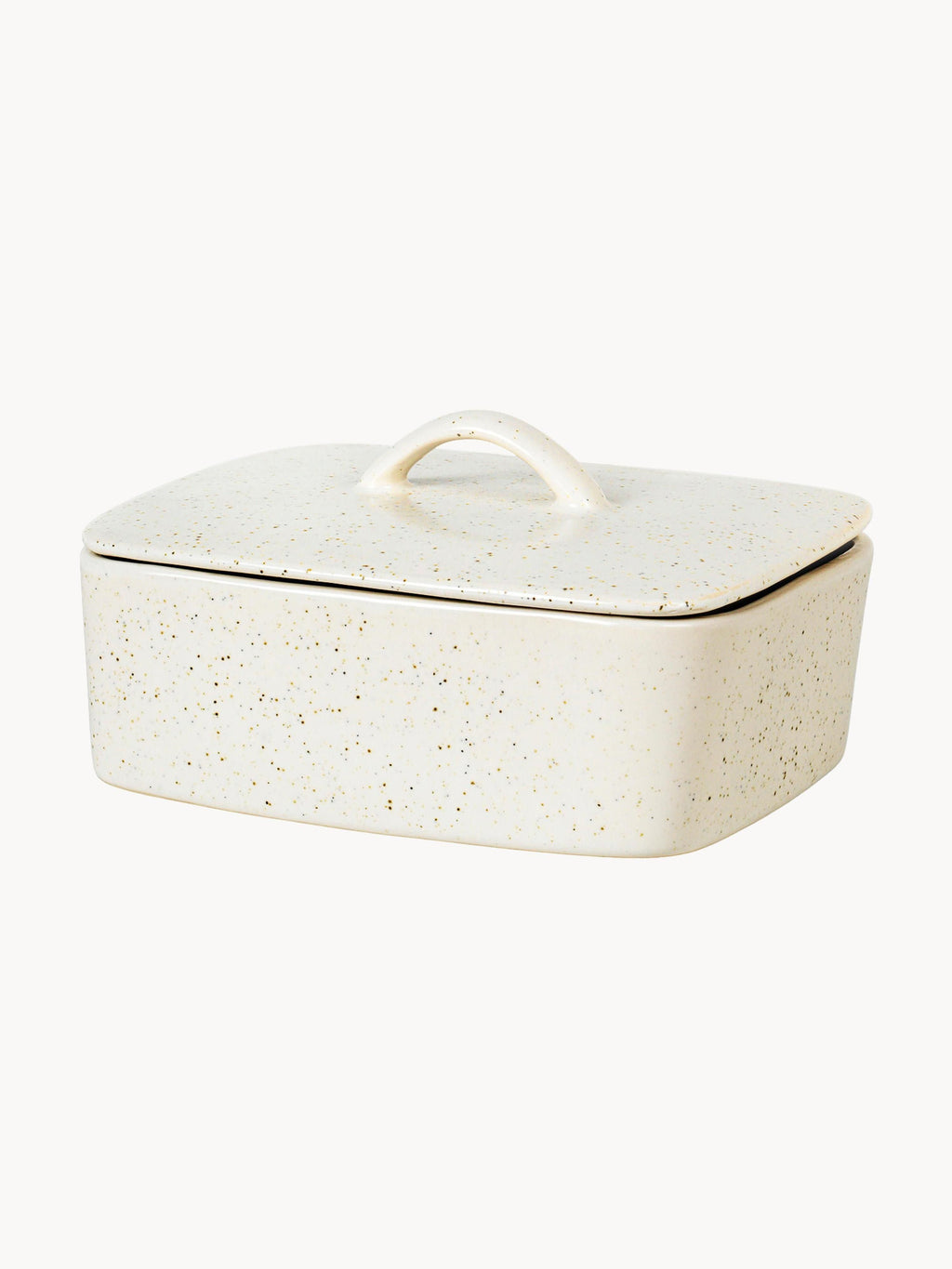 Beurrier en grès cérame émaillé Saisons, larg. 17 x haut. 7 cm