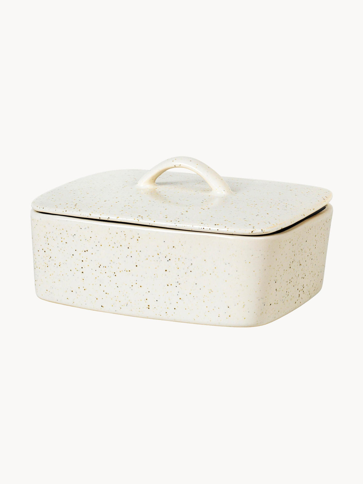 Beurrier en grès cérame émaillé Saisons, larg. 17 x haut. 7 cm