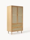Petite armoire en cannage Aries, 2 portes, larg. 100 x haut. 194 cm