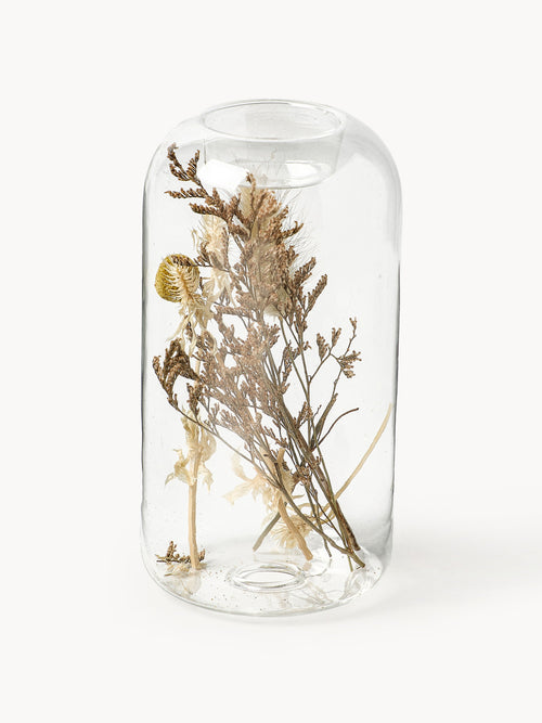 Bougeoirs à motif fleurs séchées Eleonora, 2 pièces, Ø 8 x haut. 16 cm