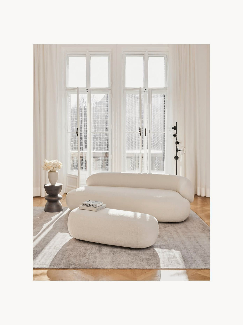 Canapé 3 places en tissu peluche Alba, larg. 235 x prof. 114 cm, dossier à gauche