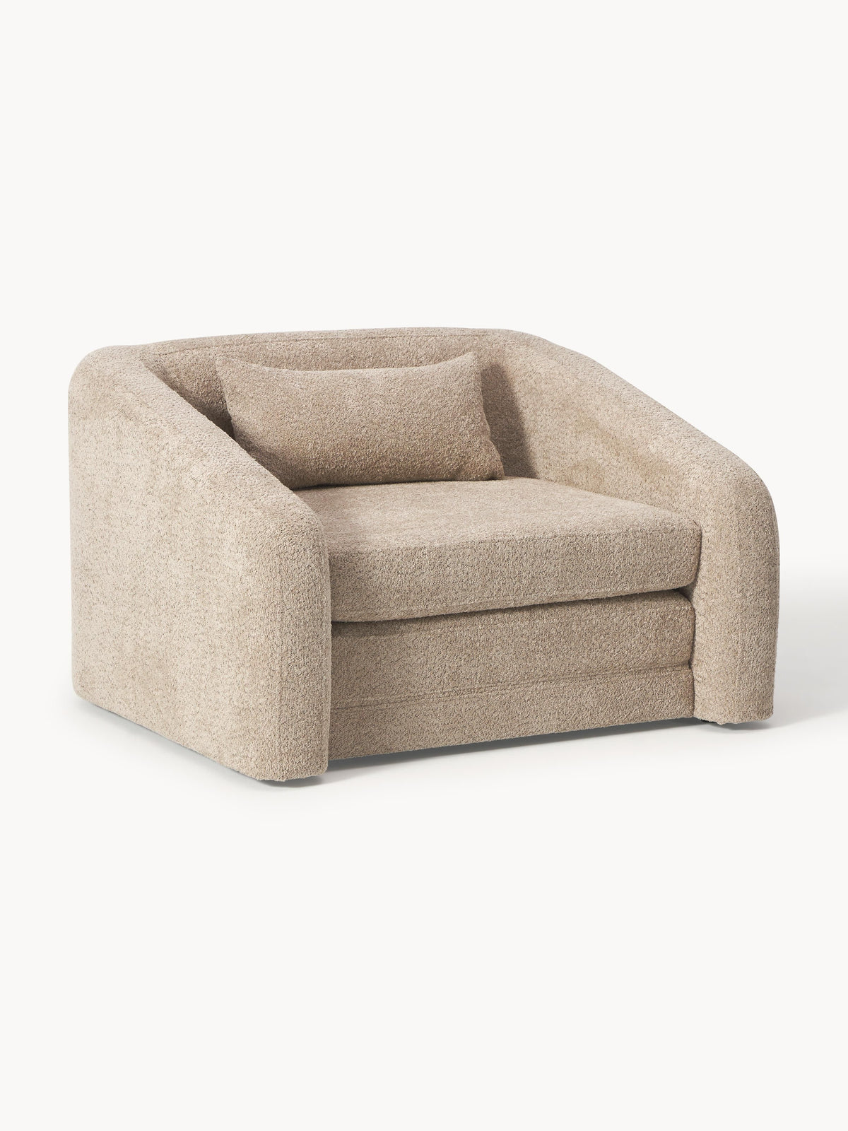 Fauteuil convertible en peluche-bouclette Eliot, larg. 110 x prof. 94 cm