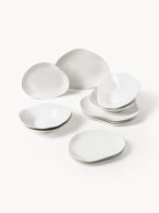 Service de table en porcelaine de forme organique Joana, 4 personnes (12 pièces), 4 personnes (12 pièces)