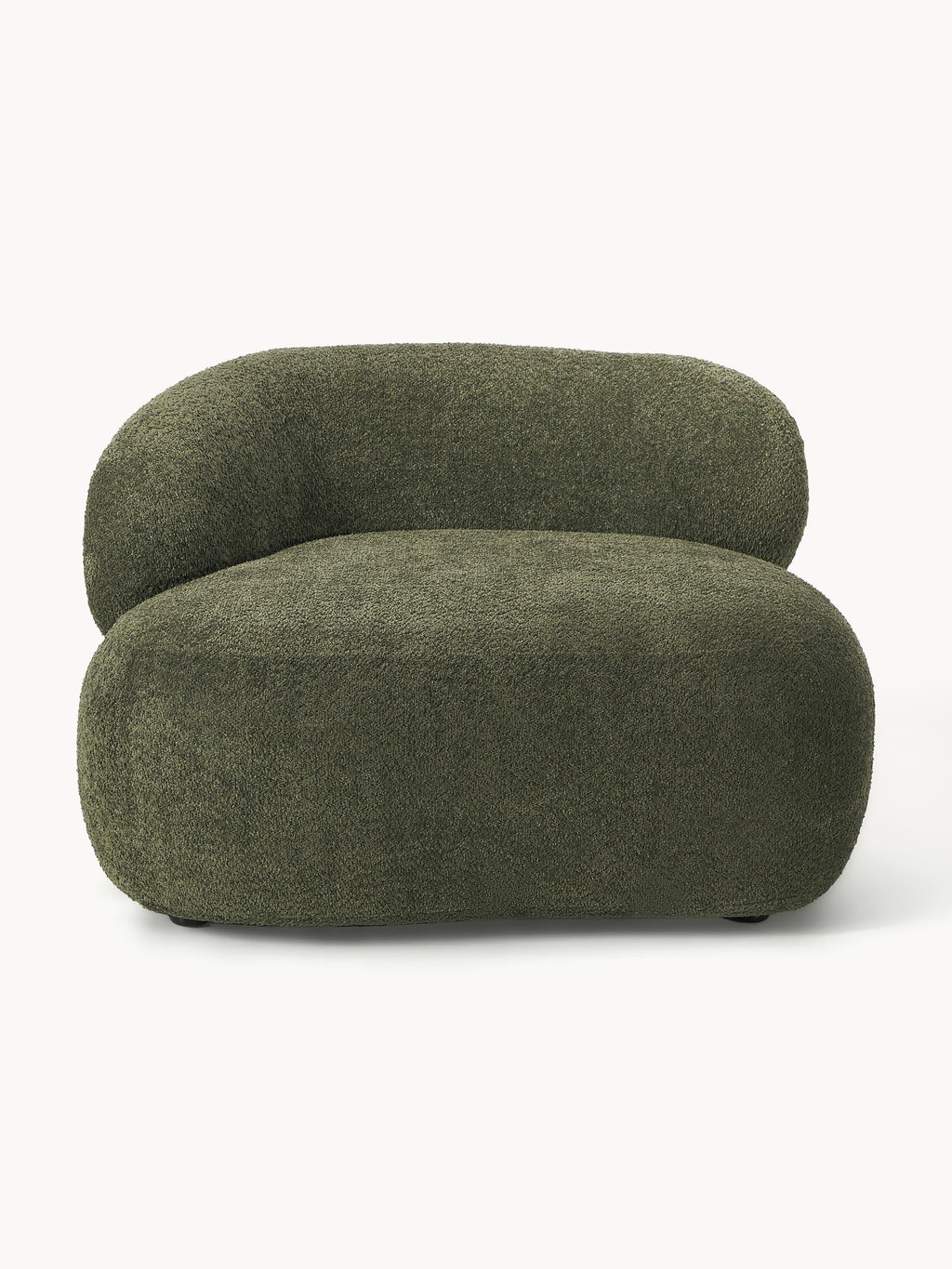 Fauteuil lounge en peluche-bouclette Alba, larg. 102 x prof. 89 cm, accoudoir à gauche