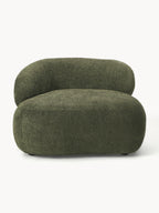 Fauteuil lounge en peluche-bouclette Alba, larg. 102 x prof. 89 cm, accoudoir à gauche
