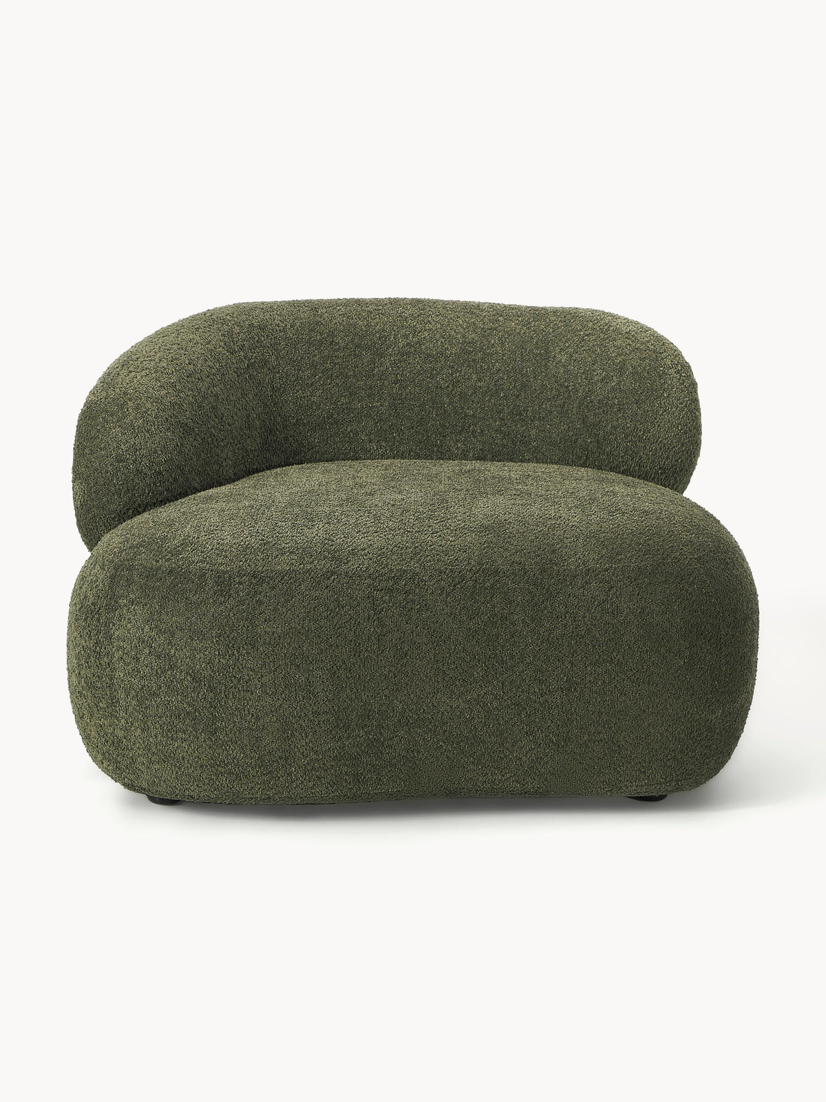 Fauteuil lounge en peluche-bouclette Alba, larg. 102 x prof. 89 cm, accoudoir à gauche