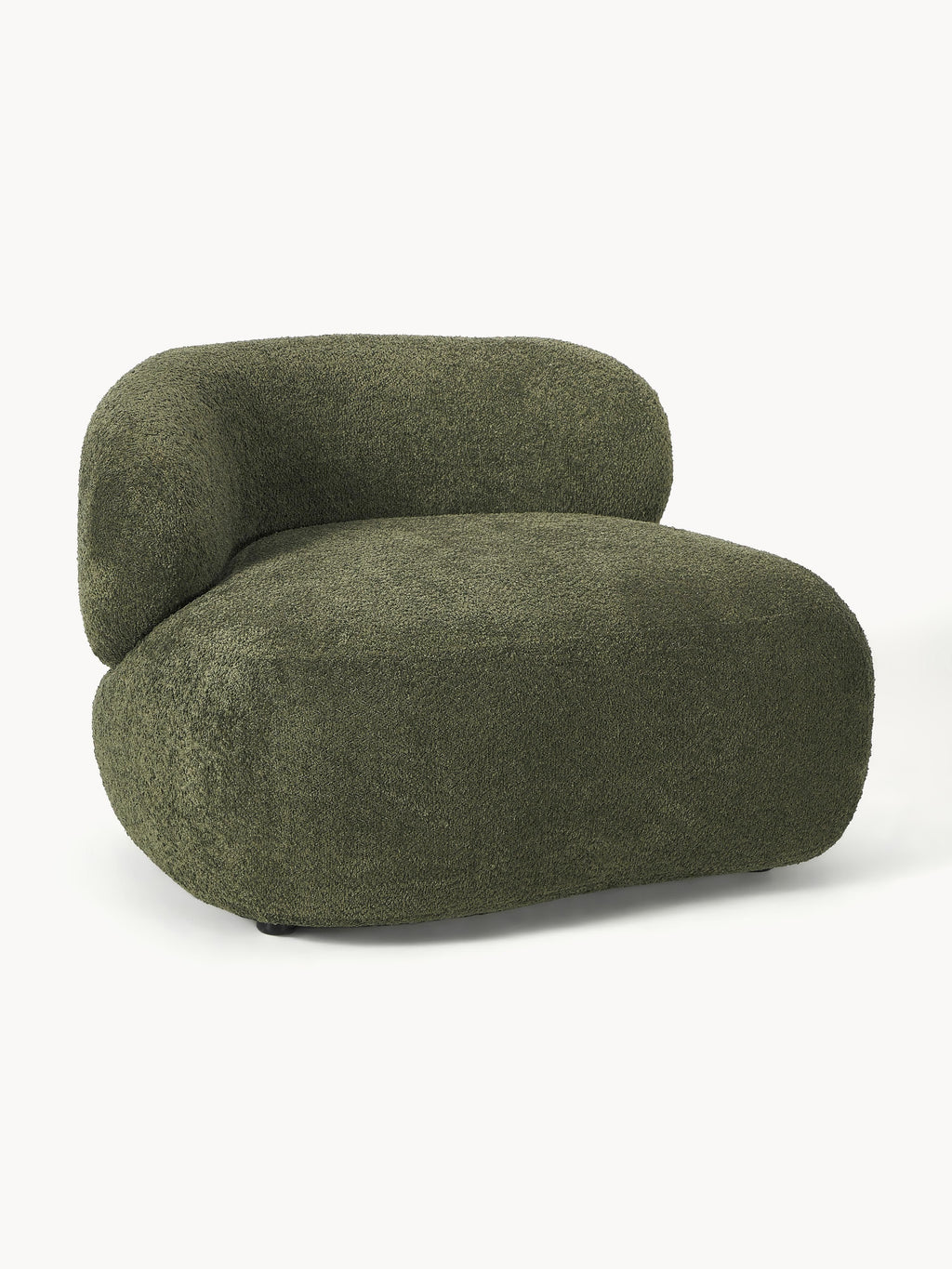 Fauteuil lounge en peluche-bouclette Alba, larg. 102 x prof. 89 cm, accoudoir à gauche