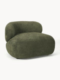 Fauteuil lounge en peluche-bouclette Alba, larg. 102 x prof. 89 cm, accoudoir à gauche