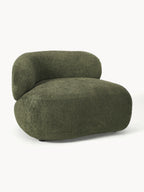 Fauteuil lounge en peluche-bouclette Alba, larg. 102 x prof. 89 cm, accoudoir à gauche