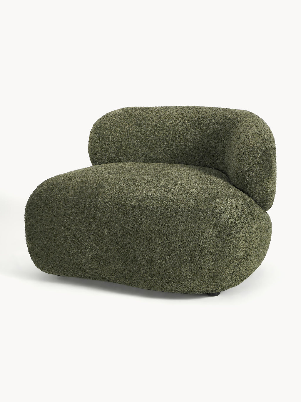 Fauteuil lounge en peluche-bouclette Alba, larg. 102 x prof. 89 cm, accoudoir à gauche
