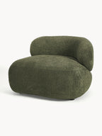 Fauteuil lounge en peluche-bouclette Alba, larg. 102 x prof. 89 cm, accoudoir à gauche