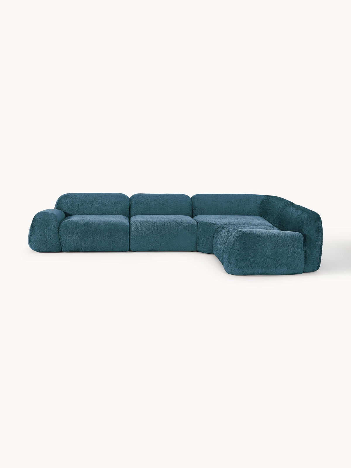 Canapé d'angle modulable 4 places en peluche-bouclette Wolke, larg. 349 x prof. 262 cm