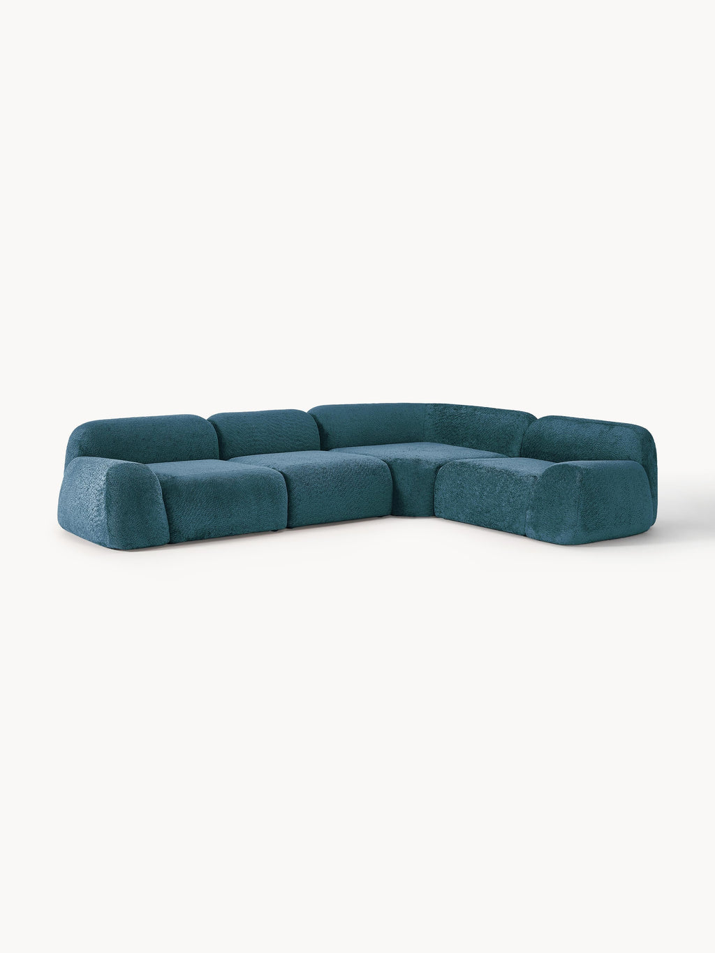 Canapé d'angle modulable 4 places en peluche-bouclette Wolke, larg. 349 x prof. 262 cm