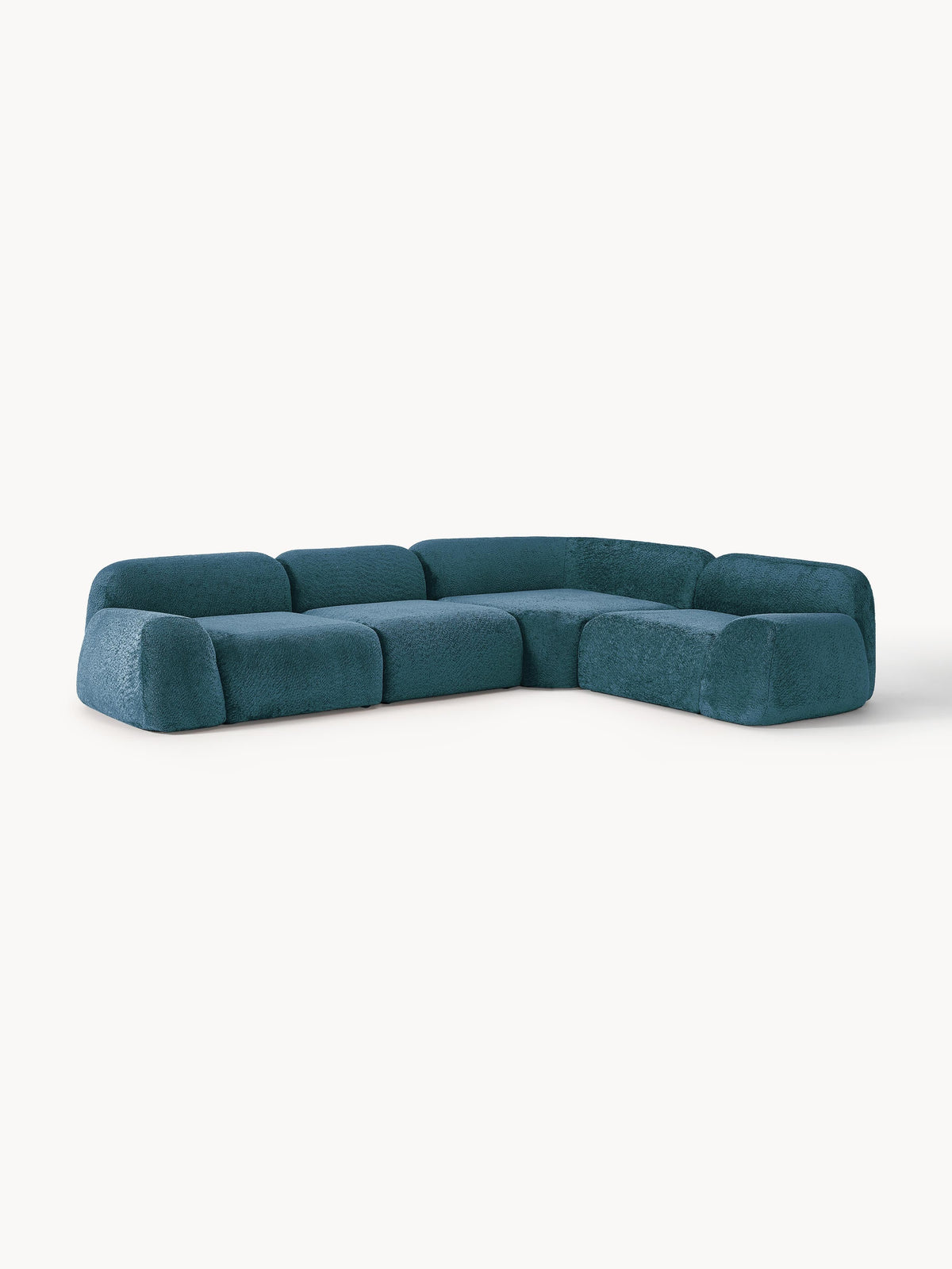 Canapé d'angle modulable 4 places en peluche-bouclette Wolke, larg. 349 x prof. 262 cm