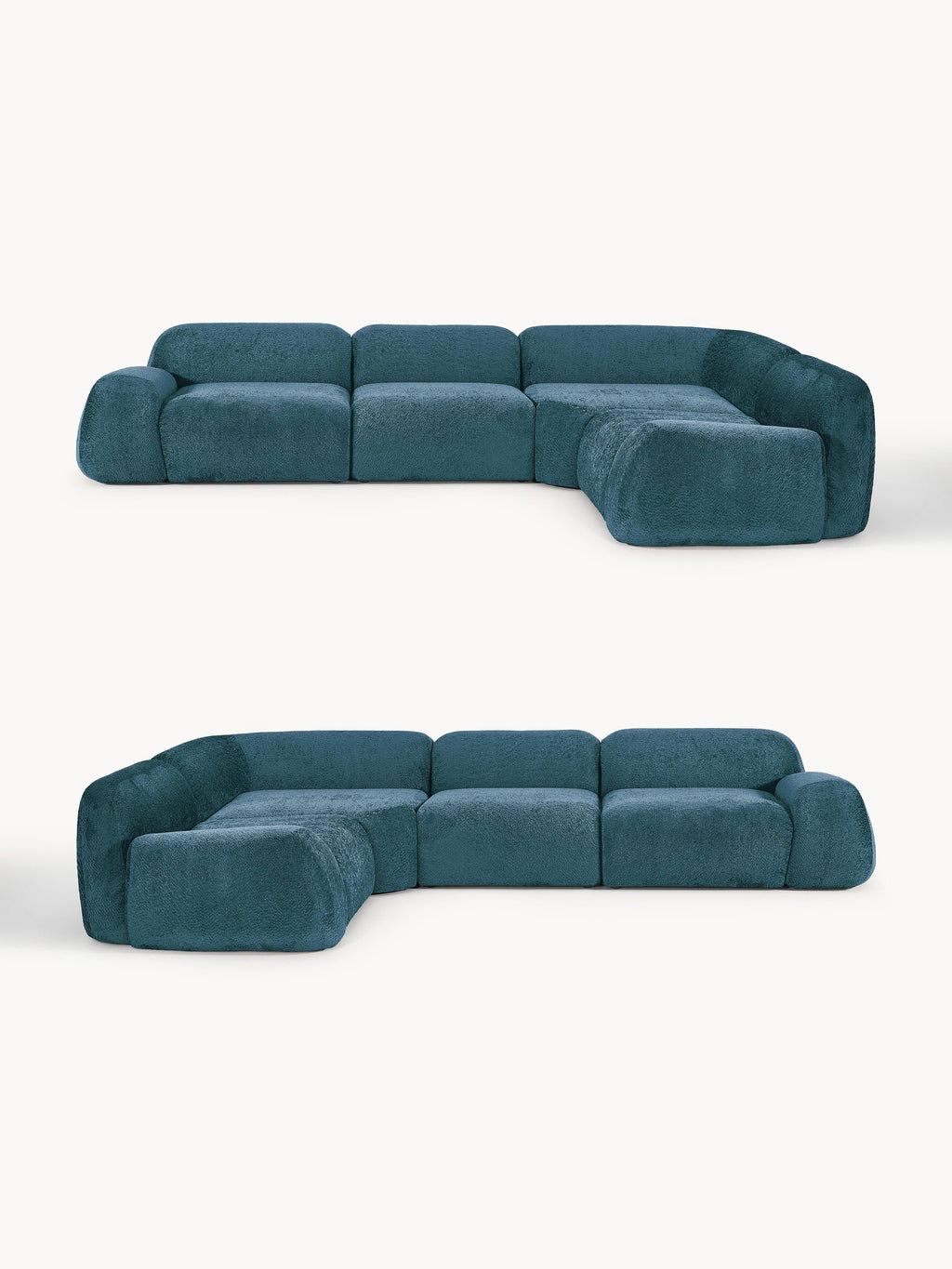 Canapé d'angle modulable 4 places en peluche-bouclette Wolke, larg. 349 x prof. 262 cm