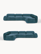 Canapé d'angle modulable 4 places en peluche-bouclette Wolke, larg. 349 x prof. 262 cm