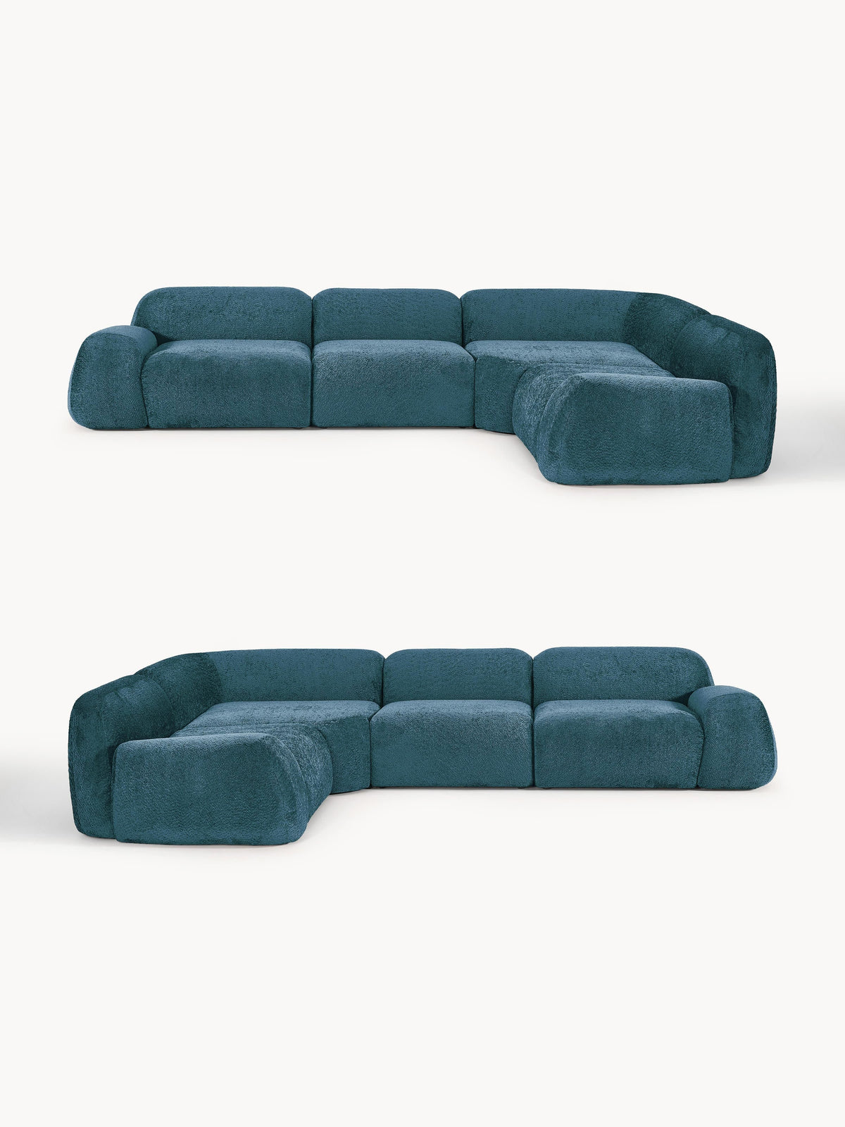 Canapé d'angle modulable 4 places en peluche-bouclette Wolke, larg. 349 x prof. 262 cm